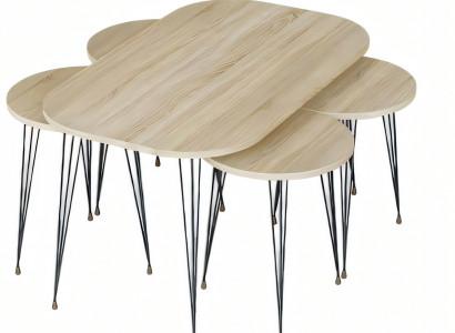 Moderner Holz-Couchtisch mit Beistelltischen in Braun