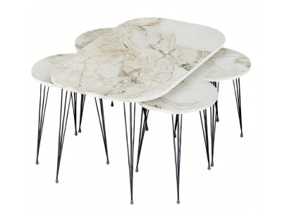 Moderner Couchtisch mit Beistelltischen aus Holz in Mehrfarben