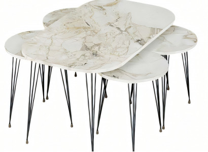 Moderner Couchtisch mit Beistelltischen aus Holz in Mehrfarben