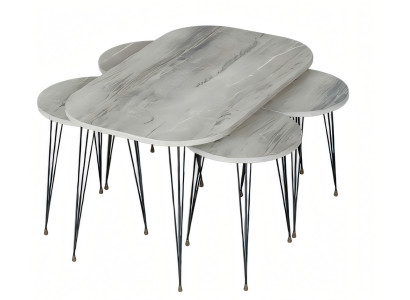 Eleganter grauer Holz-Couchtisch mit Beistelltischen im modernen Stil