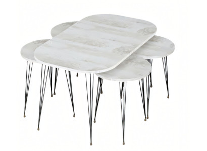 Weißer Holz-Couchtisch mit Beistelltischen im modernen Stil