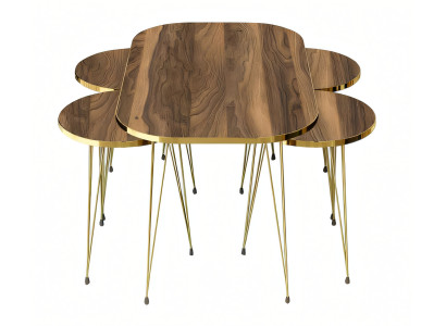 Eleganter brauner Holz-Couchtisch mit Beistelltischen im modernen Stil