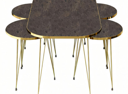 Eleganter brauner Couchtisch mit vier Beistelltischen aus Holz