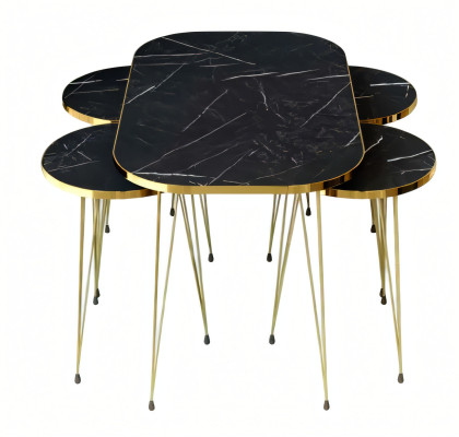 Schwarzer Holz-Couchtisch mit Beistelltischen im modernen Stil