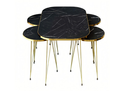 Schwarzer Holz-Couchtisch mit Beistelltischen im modernen Stil