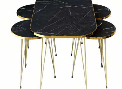 Schwarzer Holz-Couchtisch mit Beistelltischen im modernen Stil