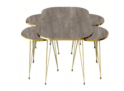 Eleganter grauer Holz-Couchtisch mit Beistelltischen im modernen Stil