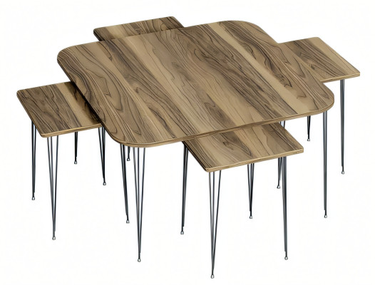 Brauner Holz-Couchtisch mit Beistelltischen im eleganten Stil