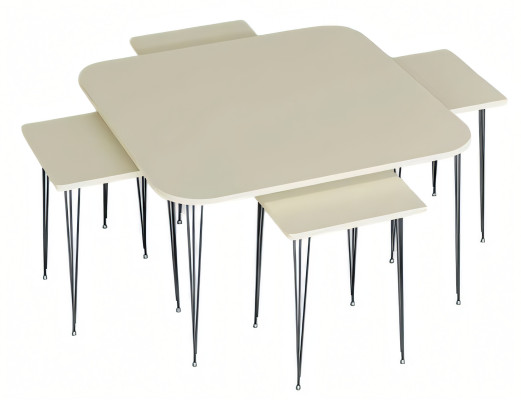 Beige Holz Couchtisch mit Beistelltischen modern und stilvoll