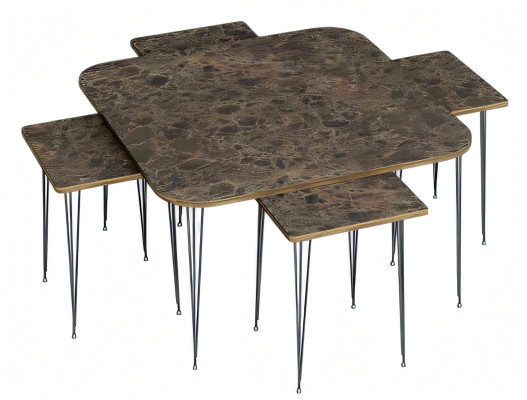 Eleganter Holz-Couchtisch mit Beistelltischen in Braun, modernes