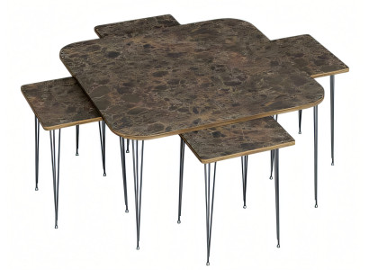 Eleganter Holz-Couchtisch mit Beistelltischen in Braun, modernes