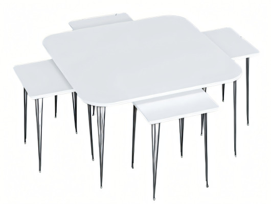 Moderner weißer Holz-Couchtisch mit Beistelltischen Set