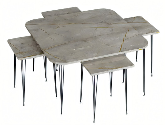 Moderner grauer Holz-Couchtisch mit Beistelltischen