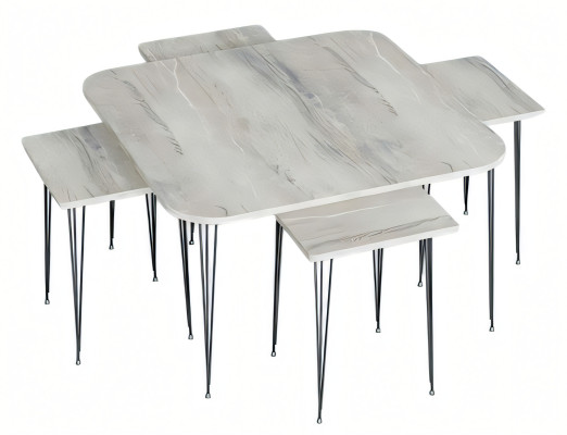 Grauer Holz-Couchtisch mit Beistelltischen modern