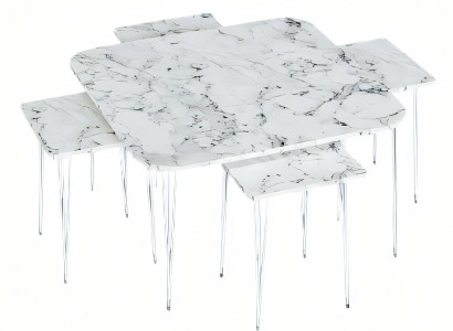 Eleganter weißer Holz-Couchtisch mit Beistelltischen im modernen Stil