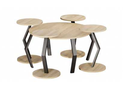 Eleganter brauner Holz-Couchtisch mit Beistelltischen im modernen Stil