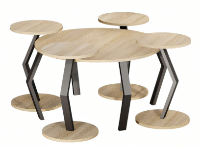 Eleganter brauner Holz-Couchtisch mit Beistelltischen im modernen Stil