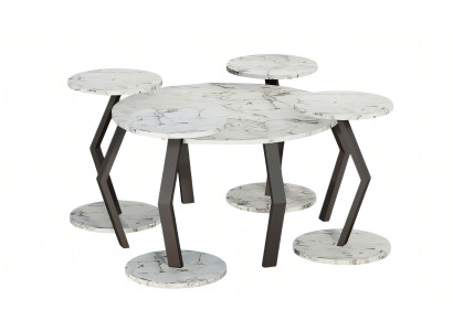 Eleganter weißer Holz-Couchtisch mit Beistelltischen im modernen Stil