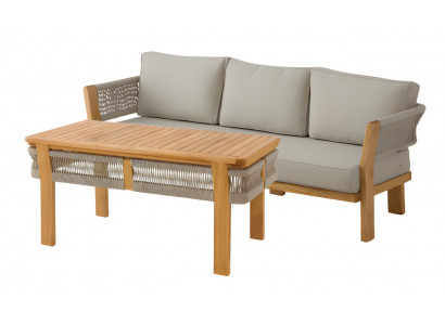 Gartenmöbel Set Grau Holz Textil Modern