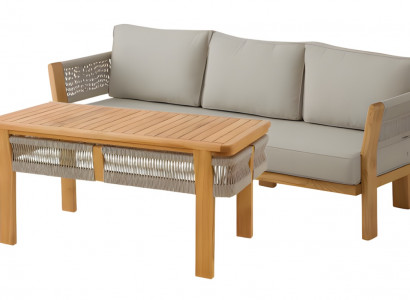 Gartenmöbel Set Grau Holz Textil Modern