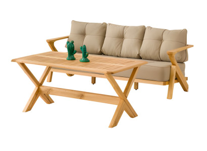 Gartenmöbel Set aus Holz in Beige, stilvoll und wetterfest