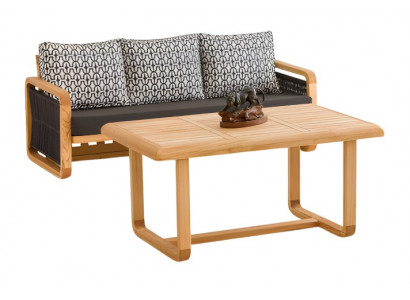 Gartenmöbel Set aus Holz und Textil in Schwarz, modernes Design