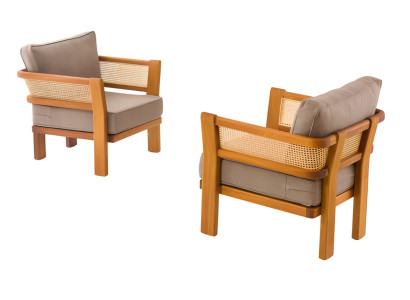 Stilvolle Beigefarbene Stoff-Sessel im modernen Design, wetterfestes