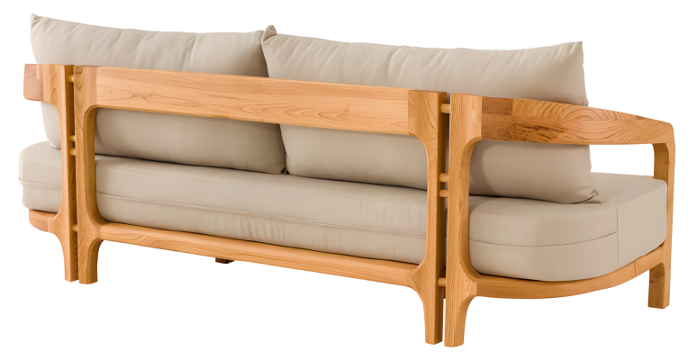 Elegantes beiges Stoffsofa für Terrasse und Balkon