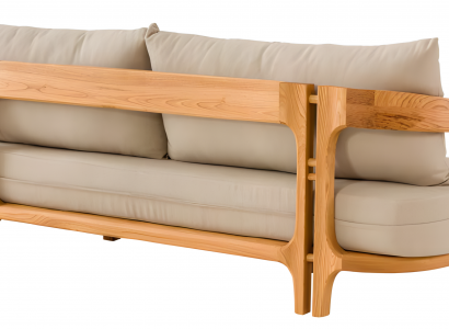 Elegantes beiges Stoffsofa für Terrasse und Balkon