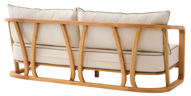 Elegantes beiges 3-Sitzer-Sofa aus Holz und Textil für Outdoor