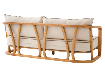 Elegantes beiges 3-Sitzer-Sofa aus Holz und Textil für Outdoor