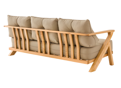 Elegantes Beiges 3-Sitzer-Sofa aus Holz und Textil für moderne