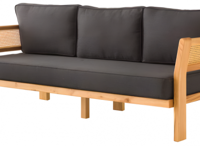 Modernes schwarzes Outdoor-Sofa aus Holz und Textil