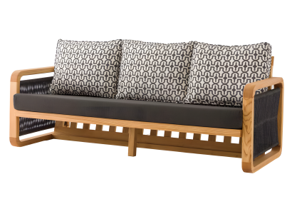 Elegantes schwarzes 3-Sitzer Sofa aus Textil für Outdoor-Bereich