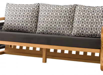 Elegantes schwarzes 3-Sitzer Sofa aus Textil für Outdoor-Bereich