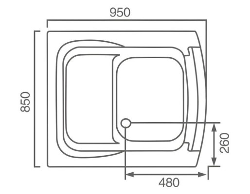 Sitzbadewanne Kompaktbadewanne Badewanne mit Tür Komfortbadewanne 95x85 cm