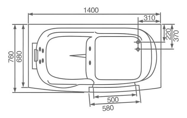 Sitzbadewanne Badewanne mit Whirlpool-Funktion mit Tür Bad 140x76 cm