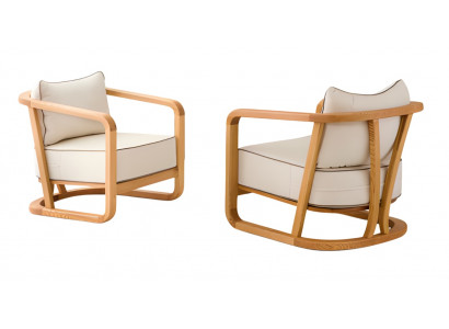 Moderne Beigefarbene Holz-Textil Sessel im eleganten Design