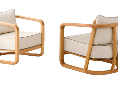 Moderne Beigefarbene Holz-Textil Sessel im eleganten Design