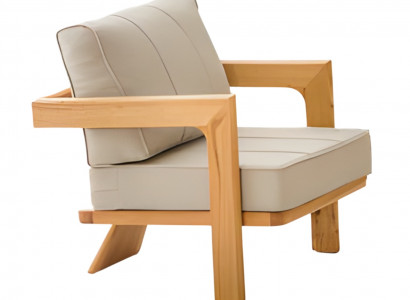 Moderner Beigefarbener Stoffsessel für Terrasse und Balkon