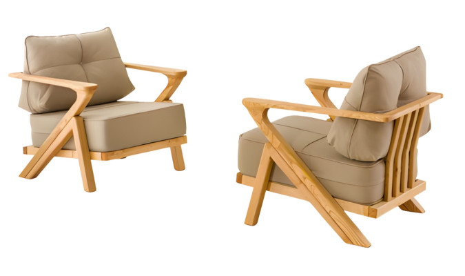 Elegante Beigefarbene Stoffsessel im modernen Design, komfortabel