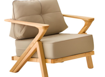 Moderner beiger Holz-Textil Sessel für Terrasse und Balkon