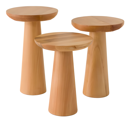 Set von 3 Beistelltischen aus Holz in Braun für modernes