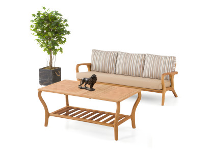 Gartenmöbel Set aus Holz und Textil in Beige elegant