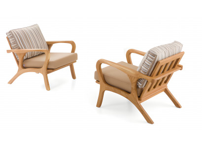 Moderne Beigefarbene Holz-Textil Sessel im 2er-Set