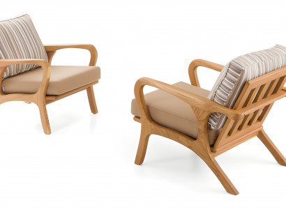 Moderne Beigefarbene Holz-Textil Sessel im 2er-Set