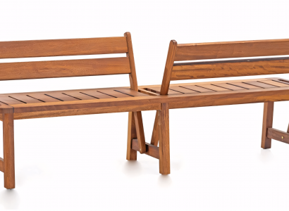 Eine Bank in modernem Design, die Atmosphäre schafft