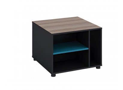 Beistelltisch Quadratisch Holzoptik Braun Schwarz Modern Regal mit Ablage