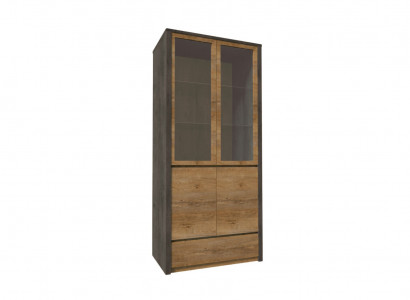 Vitrinenschrank Küchenbuffet Anrichte Vitrine Schublade Glas-Regale