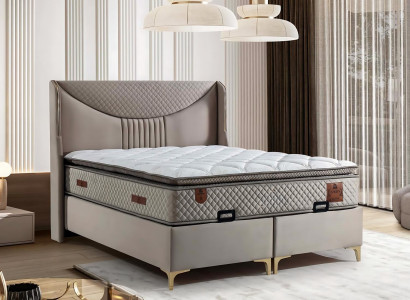 Das Bett mit Matratze im modernen Stil wird jedes Schlafzimmer verschönern.